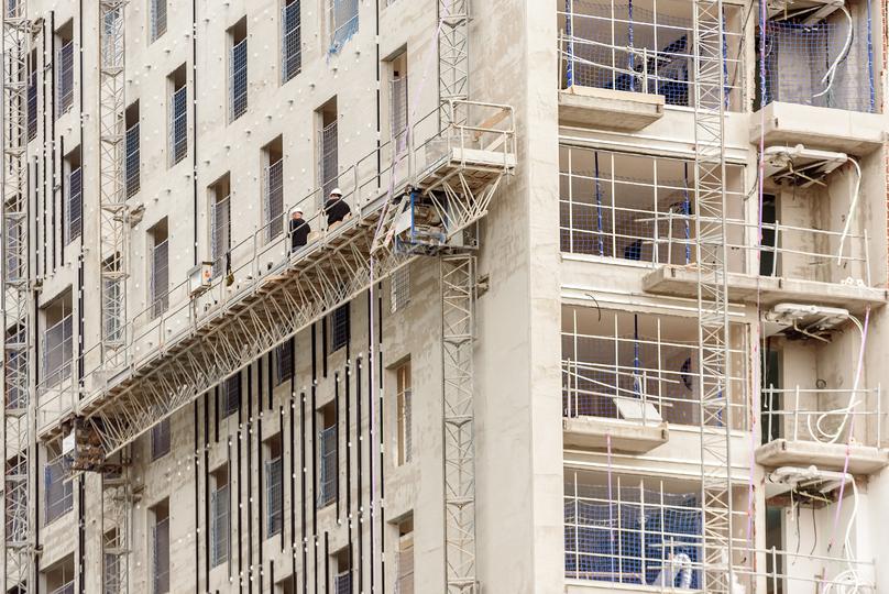 Commercial scaffolding on a high-rise building