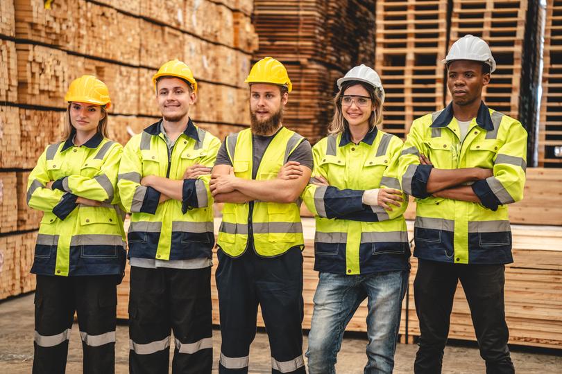 Scaffolding erected on a construction site