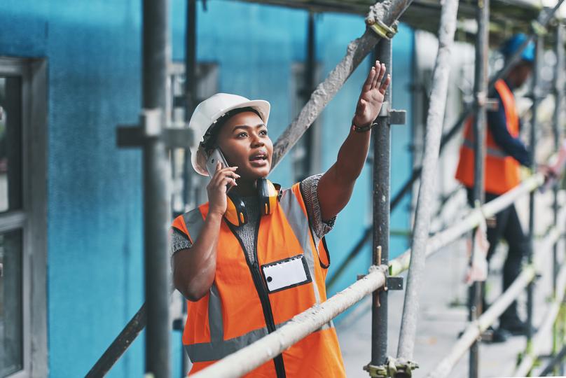 Scaffolding erected on a construction site