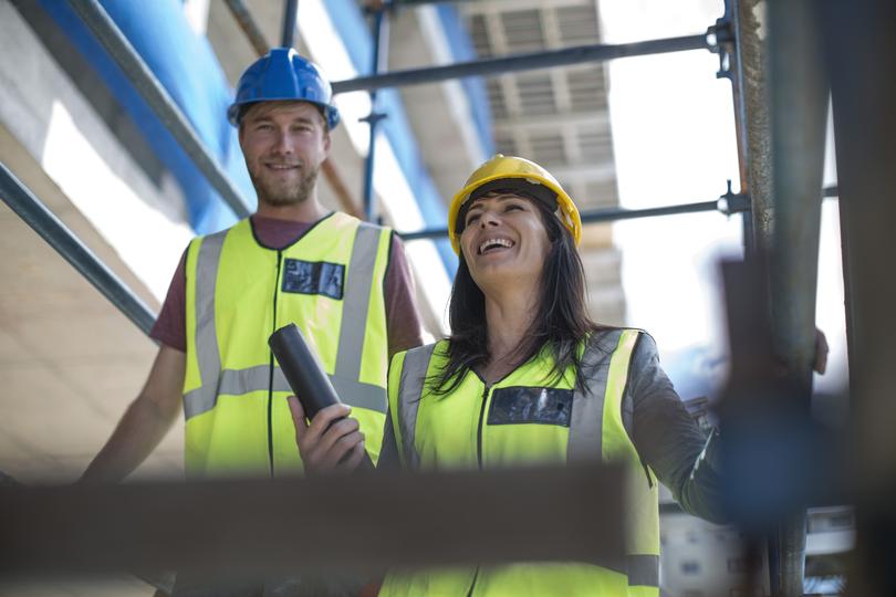 Scaffolding erected on a construction site